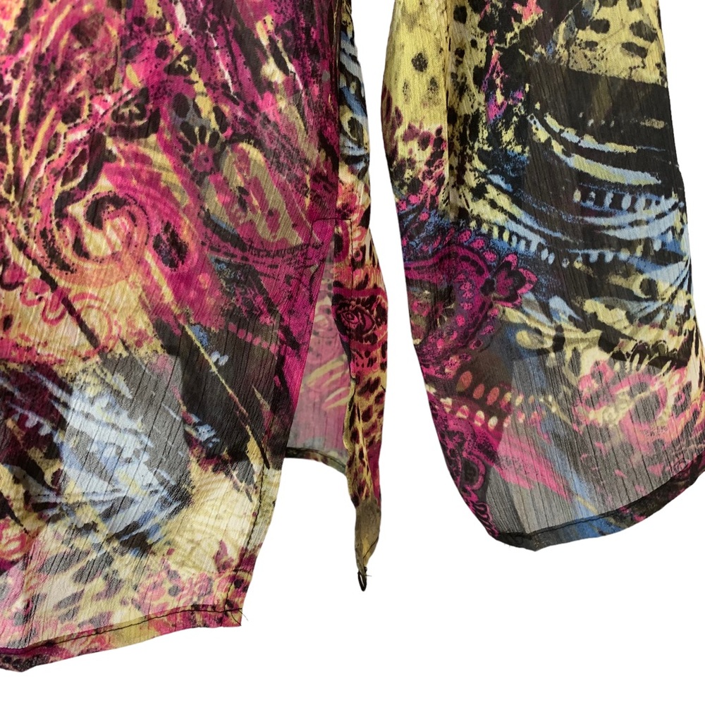 SIMONTON SAYS Paisley Animal Print Popover Top Sz L - Picture 9 of 11